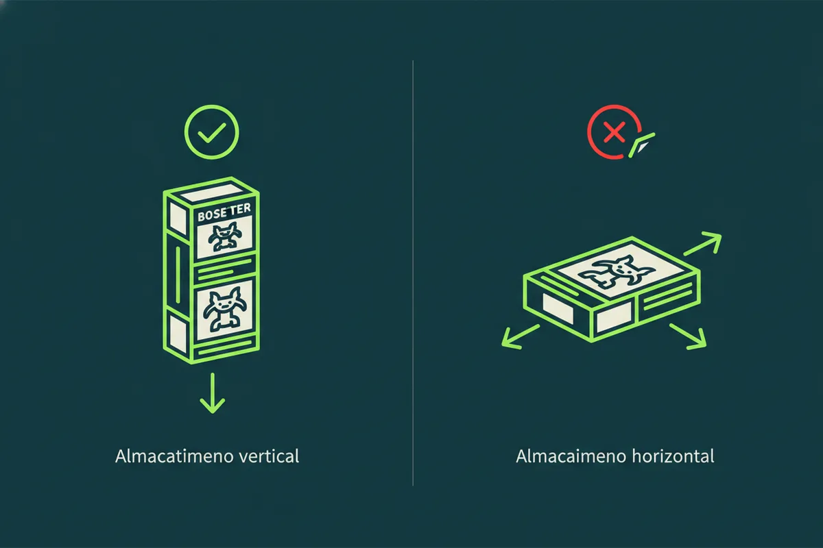 Almacenamiento vertical vs. horizontal para cajas selladas