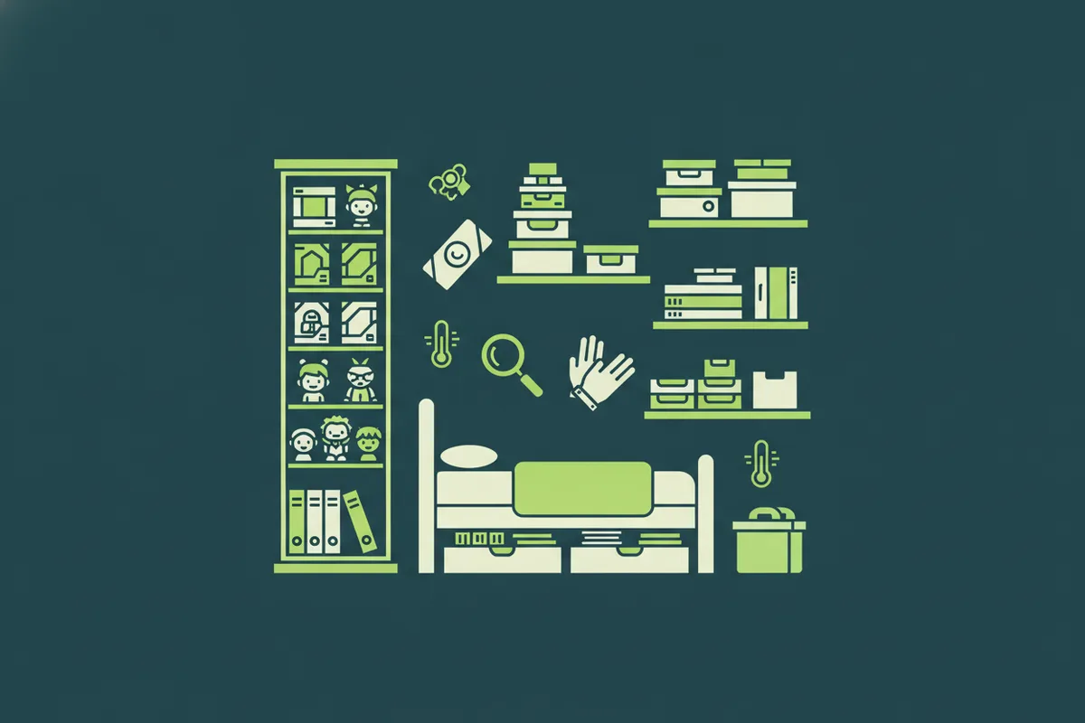 Cómo aprovechar espacio en un cuarto pequeño para guardar la colección